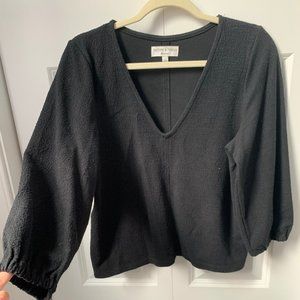 Madewell Texture & Thread Bubble Sleeve V-Neck Top